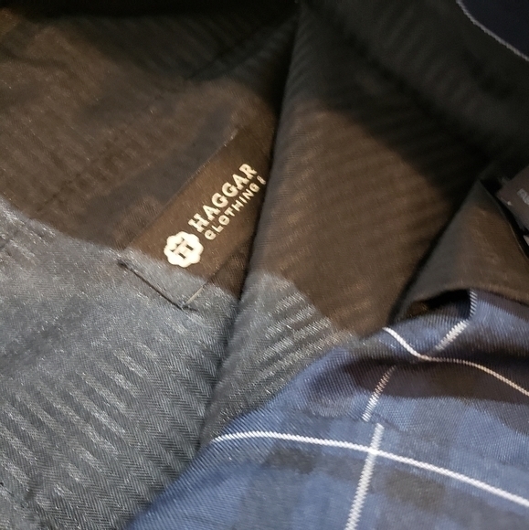 HAGGAR Clothing Navy Plaid flat front Golf shorts SZ 36 - Picture 8 of 10